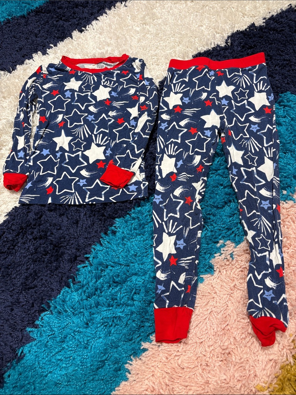 Little Sleepies Navy, White and Red Star Pajama Set